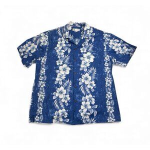 Milson by Ky’s Hawaiian Floral Shirt Mens XL Blue 100% Cotton Tropical